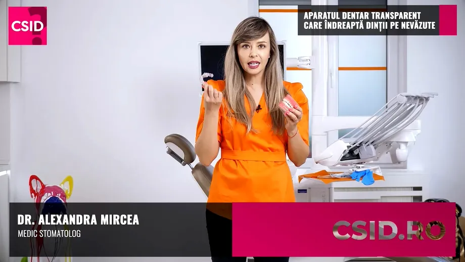 Aparatul dentar transparent care îndreaptă dinții pe nevăzute