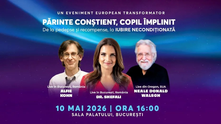 În premieră în România: trei dintre cele mai influente voci ale parentingului mondial, se reunesc la Sala Palatului, în conferința PĂRINTE CONȘTIENT, COPIL ÎMPLINIT - De la pedepse și recompense la iubire necondiționată