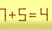 Test de logică cu chibrituri. Mută un singur băț pentru a corecta greșeala din următoarea ecuație: 7+5=4