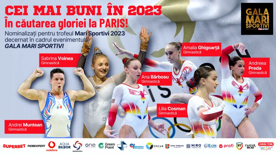 Gala Mari Sportivi ProSport 2023. Cine sunt cele 6 nume care pot aduce o medalie la gimnastică artistică pentru România la Jocurile Olimpice Paris 2024