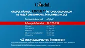 OFICIAL. Grupul Gândul, compania de presă cu cele mai citite publicaţii din România în ultimele 10 zile