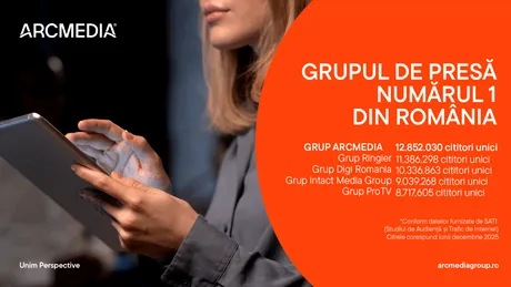ARCMEDIA, nr. 1 detașat în clasamentul grupurilor de presă, la nivel national, în luna decembrie