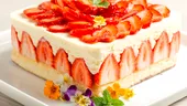 Desertul ideal al verii. Cum prepari o prăjitură pufoasă cu căpșuni din câteva ingrediente