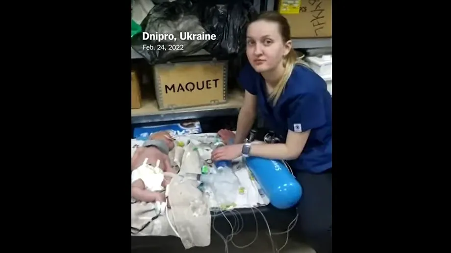 VIDEO. Bebeluși născuți prematur, adăpostiți de bombele din Ucraina în subteran