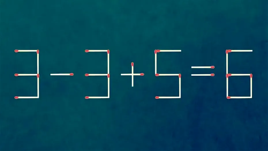 Test IQ | Mutați un singur băț de chibrit pentru a corecta 3 – 3 + 5 = 6