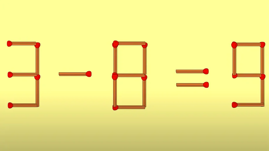 Test IQ cu chibrituri | Mutați un singur băț, pentru a corecta 3-8=9