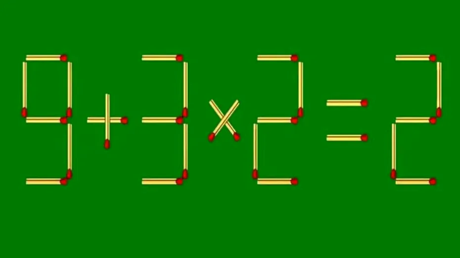 Test de inteligență rapid pentru genii! Mută un singur băț pentru a corecta 9 + 3 X 2 = 2