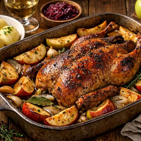 Rață cu mere la cuptor: rețetă tradițională cu influențe ardelenești. În cât timp e gata