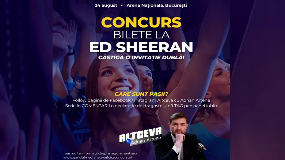 ALTCEVA CU ADRIAN ARTENE vă oferă 80 de BILETE la concertul lui Ed Sheeran de la București