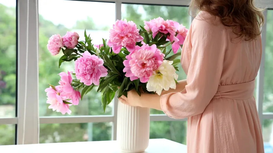 Cum să îngrijești bujorii ca să reziste mai mult timp fără a schimba apa zilnic