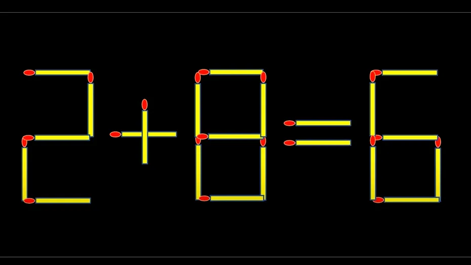 Test de inteligență | Corectează 2+8=6, mutând un singur băț de chibrit
