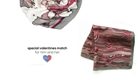 Cadou original pentru Ziua Îndrăgostiţilor: eşarfă pentru EA asortată cu batistă de buzunar pentru EL