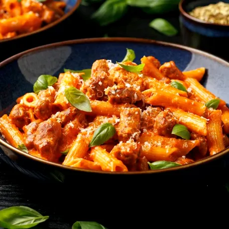 Paste cu Cârnați Grătărescu Cris-Tim și sos de roșii