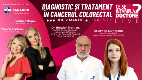 CSID.RO Live, 2 martie: Cancerul colorectal la români. Dr. Bogdan Marțian: La tineri e mai agresiv