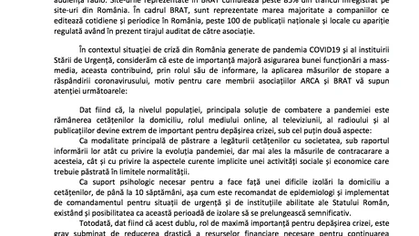 Apel comun ARCA şi BRAT adresat Guvernului României