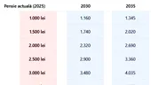 Ce pensie vei avea în anii 2030, 2035, 2040 și 2050, în funcție de cât primești acum. Tabel estimativ pentru pensionarii din România
