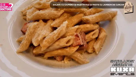 Salată cu ciuperci și Mușchi File și paste cu Jambon de Curcan